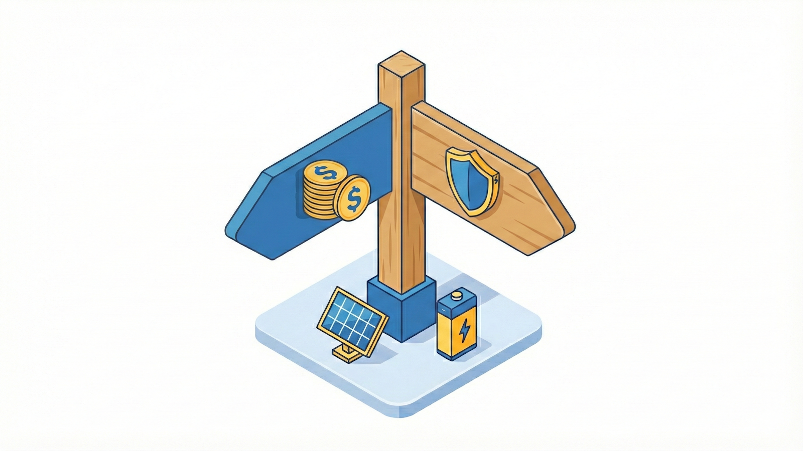 Illustration showing choosing between bill savings and backup power