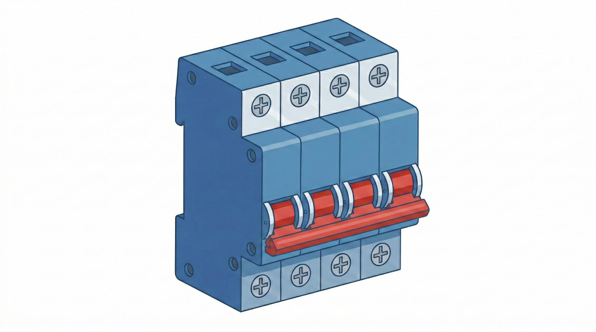 Example of a 4‑pole main switch (often indicates three-phase)